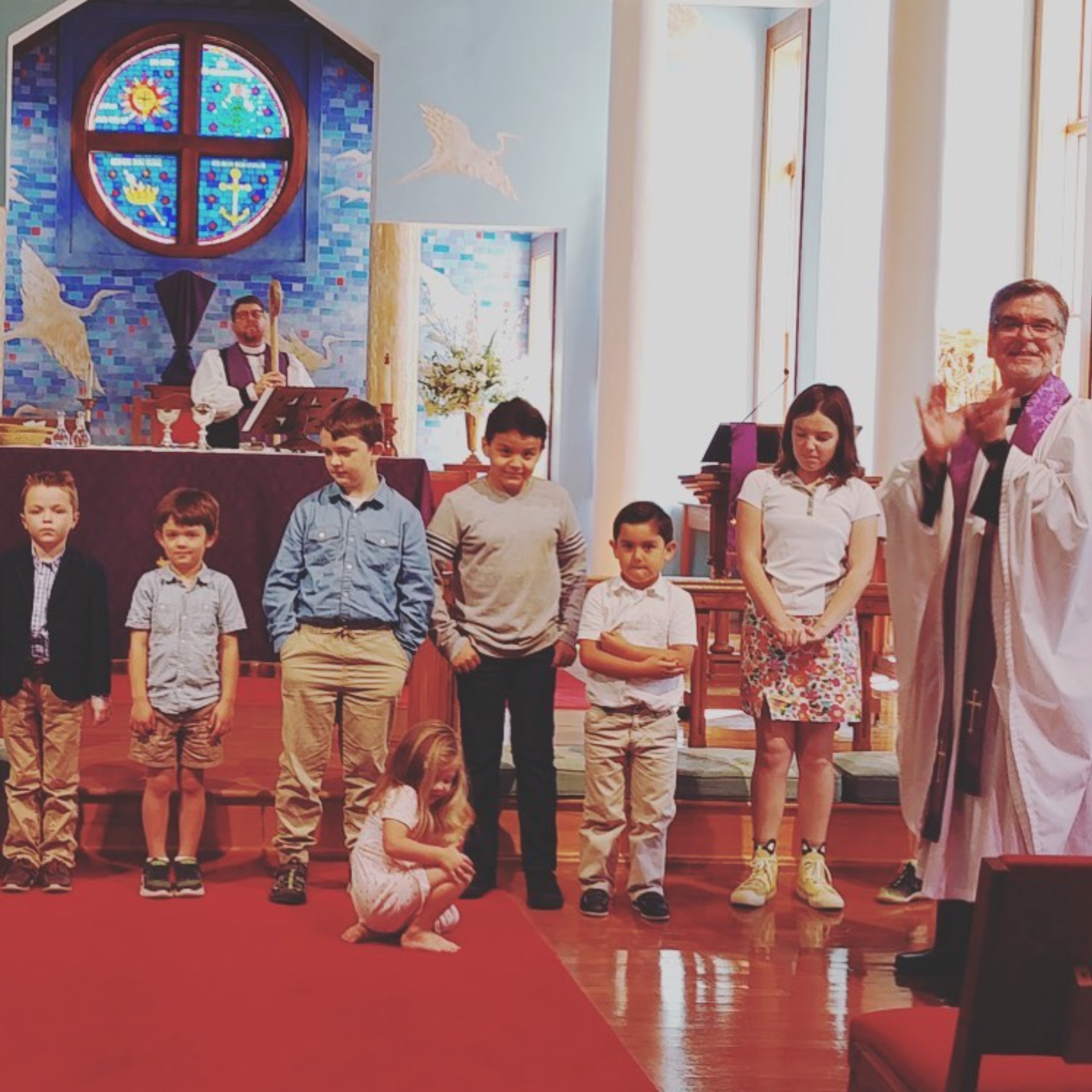 Children participating in worship service