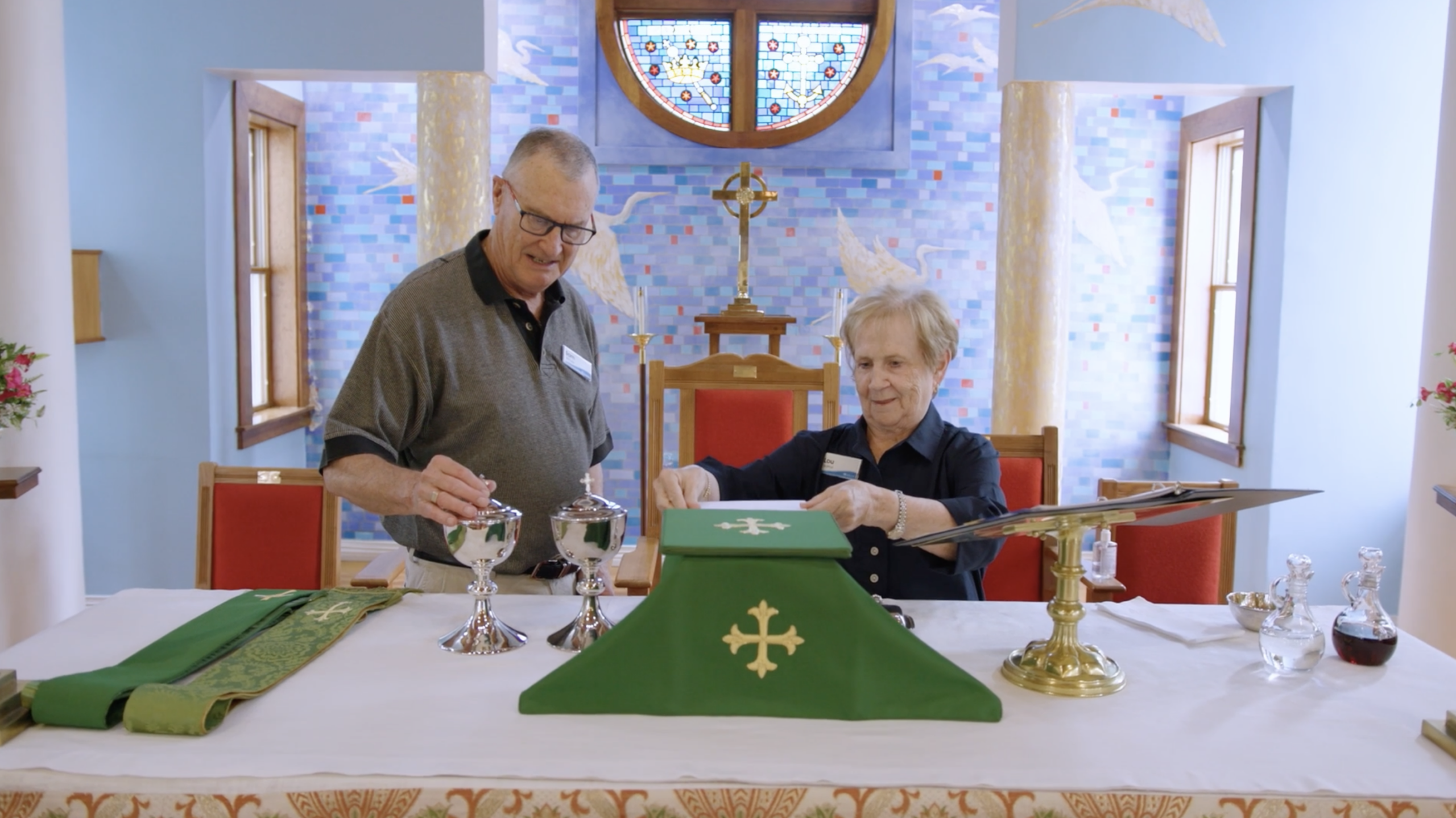Church members serving at the altar