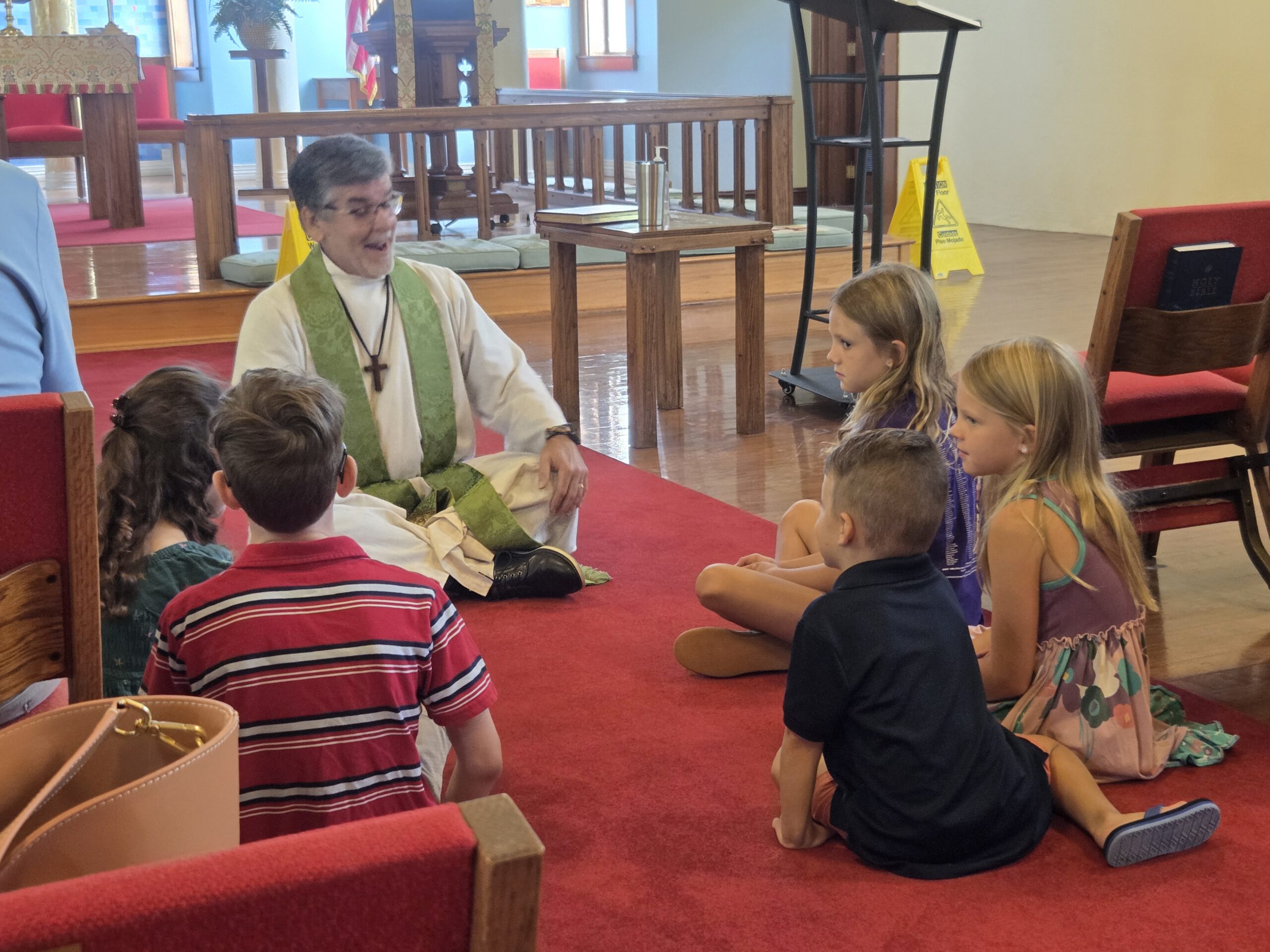Families worshiping together at church